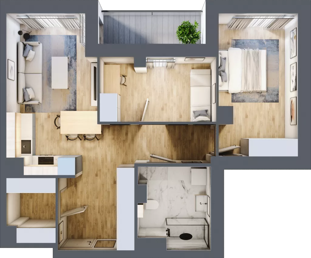 3 pokoje, mieszkanie 61,06 m², piętro 4, oferta nr A1.4.36, ATAL Grabiszyn, Wrocław, Gajowice, Fabryczna, ul. Grochowa