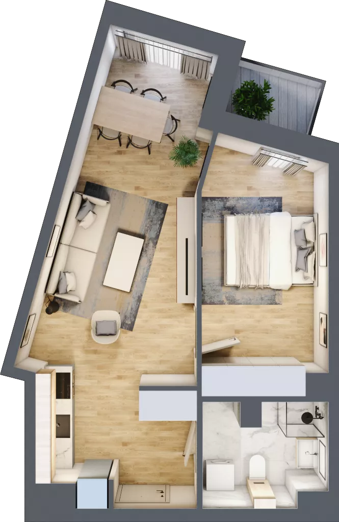 2 pokoje, mieszkanie 45,00 m², piętro 4, oferta nr A1.4.39, ATAL Grabiszyn, Wrocław, Gajowice, Fabryczna, ul. Grochowa