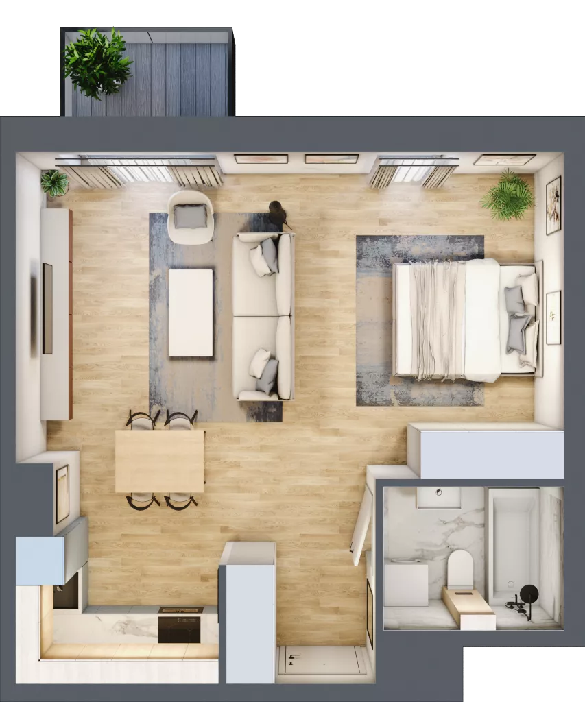 1 pokój, mieszkanie 43,39 m², piętro 2, oferta nr A1.2.12, ATAL Grabiszyn, Wrocław, Gajowice, Fabryczna, ul. Grochowa