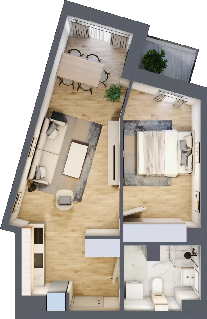 2 pokoje, mieszkanie 45,00 m², piętro 2, oferta nr A1.2.18, ATAL Grabiszyn, Wrocław, Gajowice, Fabryczna, ul. Grochowa