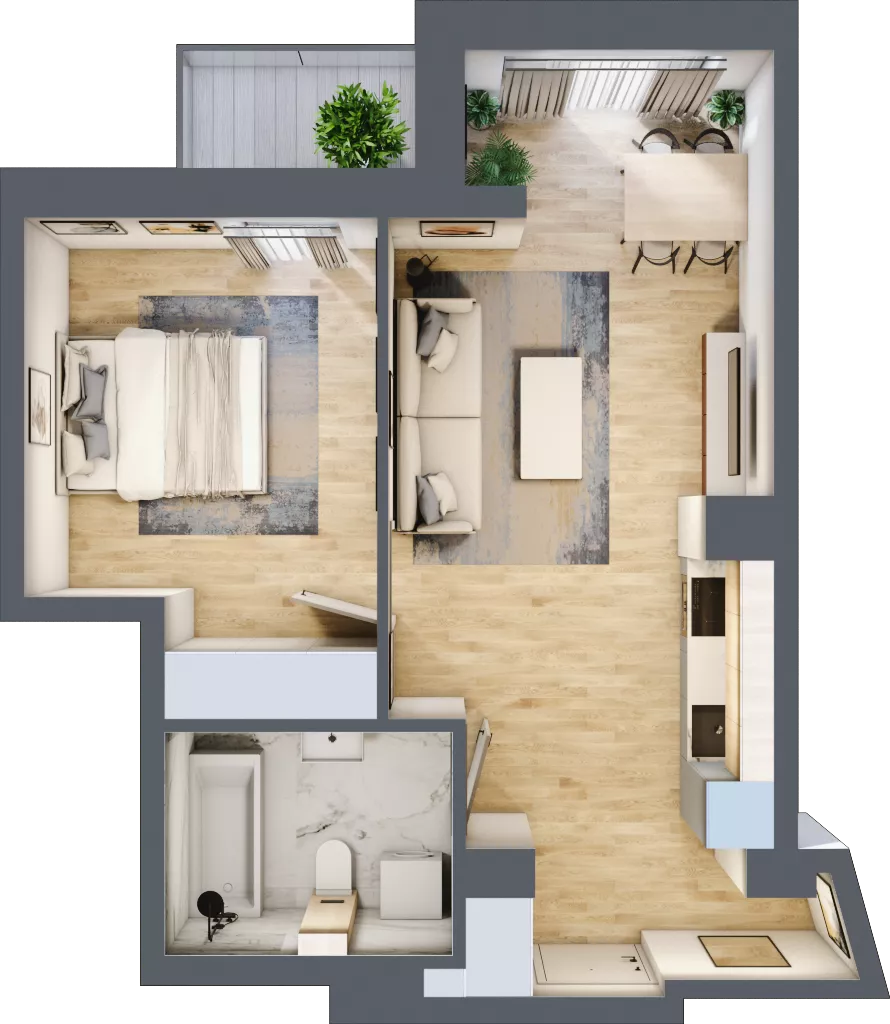 2 pokoje, mieszkanie 44,03 m², piętro 3, oferta nr A1.3.30, ATAL Grabiszyn, Wrocław, Gajowice, Fabryczna, ul. Grochowa