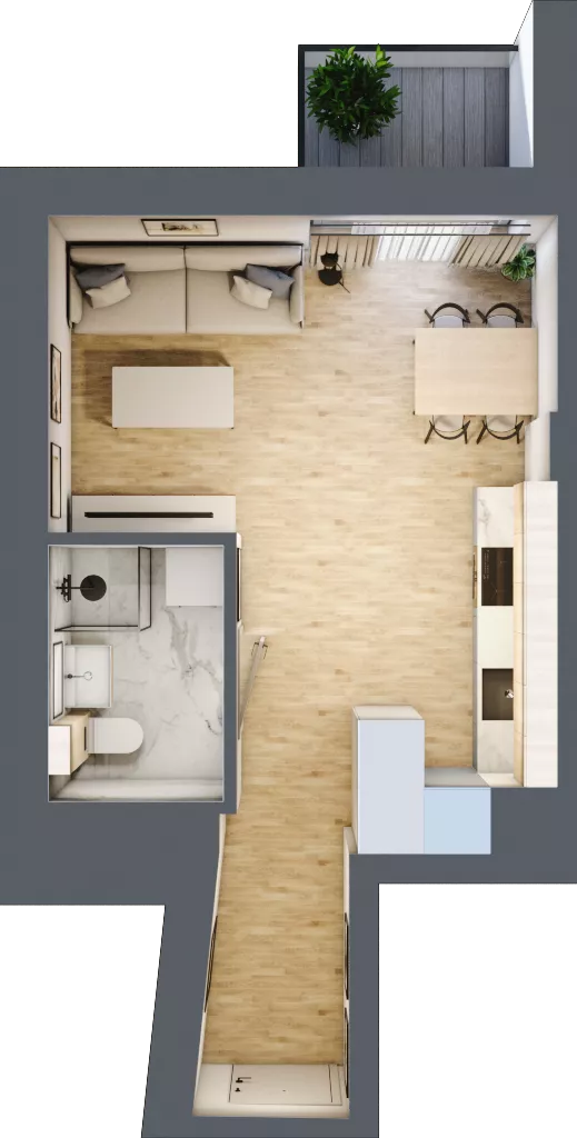 1 pokój, mieszkanie 28,00 m², piętro 4, oferta nr A1.4.42, ATAL Grabiszyn, Wrocław, Gajowice, Fabryczna, ul. Grochowa