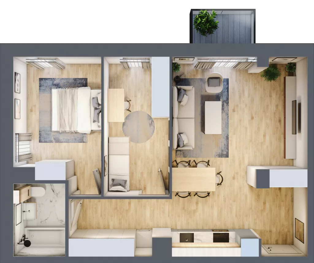 3 pokoje, mieszkanie 63,20 m², piętro 1, oferta nr A1.1.2, ATAL Grabiszyn, Wrocław, Gajowice, Fabryczna, ul. Grochowa