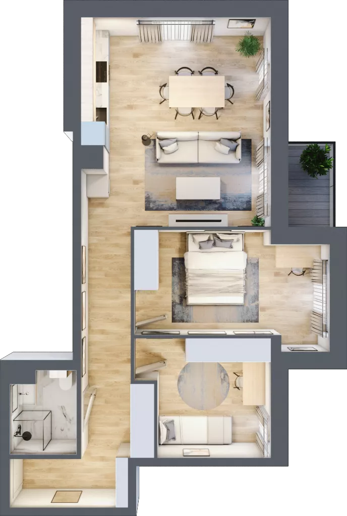 3 pokoje, mieszkanie 63,11 m², piętro 5, oferta nr A1.5.51, ATAL Grabiszyn, Wrocław, Gajowice, Fabryczna, ul. Grochowa