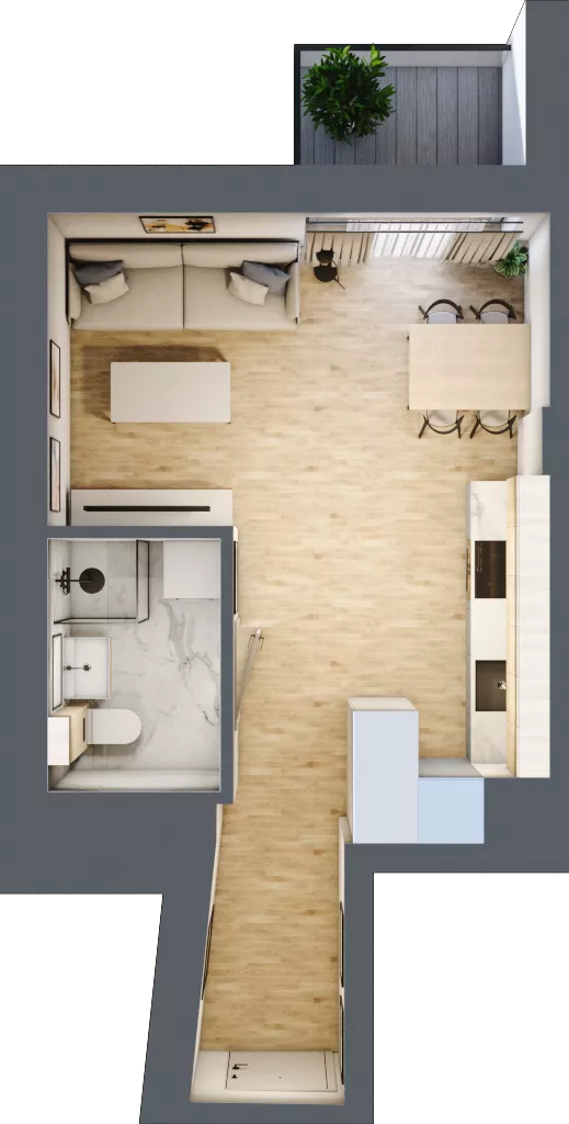 1 pokój, mieszkanie 28,00 m², piętro 3, oferta nr A1.3.32, ATAL Grabiszyn, Wrocław, Gajowice, Fabryczna, ul. Grochowa