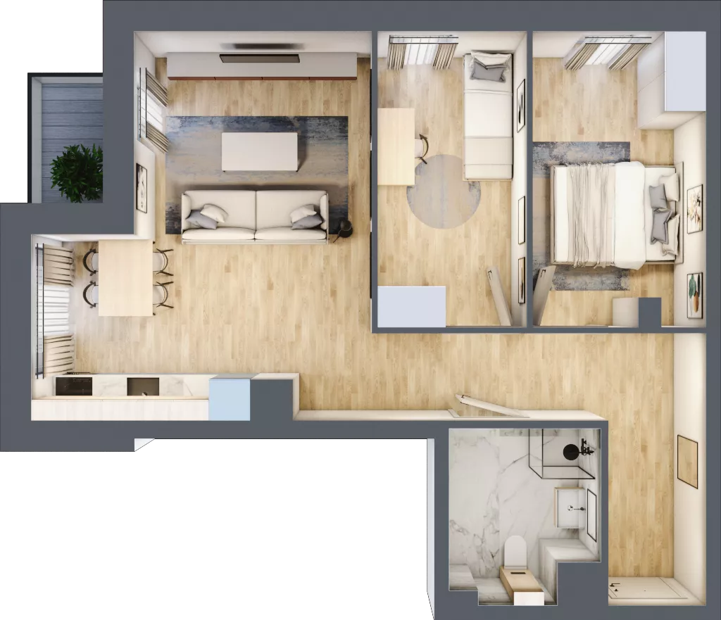 3 pokoje, mieszkanie 58,67 m², piętro 1, oferta nr A1.1.3, ATAL Grabiszyn, Wrocław, Gajowice, Fabryczna, ul. Grochowa