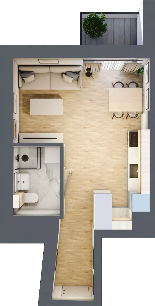 1 pokój, mieszkanie 28,00 m², piętro 2, oferta nr A1.2.21, ATAL Grabiszyn, Wrocław, Gajowice, Fabryczna, ul. Grochowa