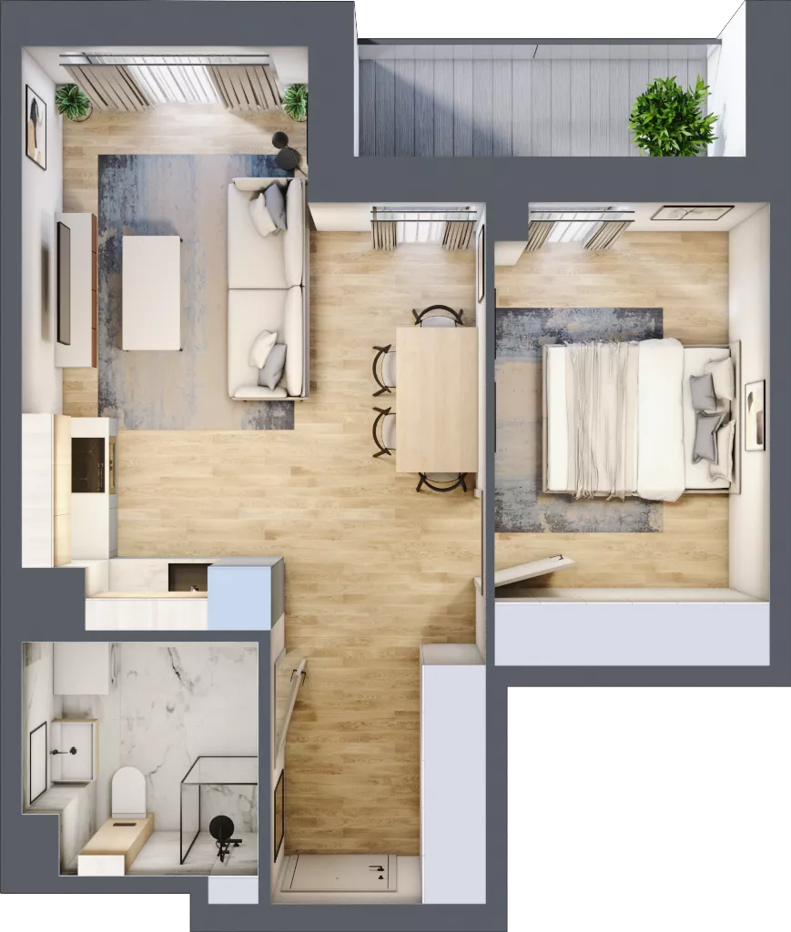 2 pokoje, mieszkanie 43,00 m², piętro 1, oferta nr A1.1.4, ATAL Grabiszyn, Wrocław, Gajowice, Fabryczna, ul. Grochowa