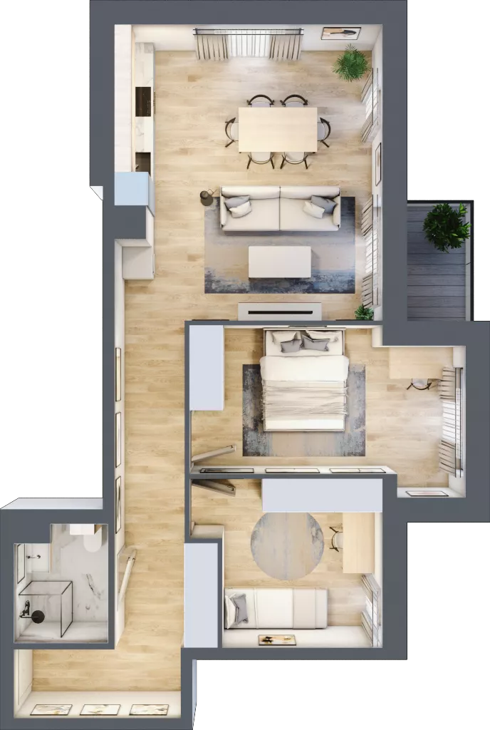 3 pokoje, mieszkanie 63,11 m², piętro 2, oferta nr A1.2.20, ATAL Grabiszyn, Wrocław, Gajowice, Fabryczna, ul. Grochowa
