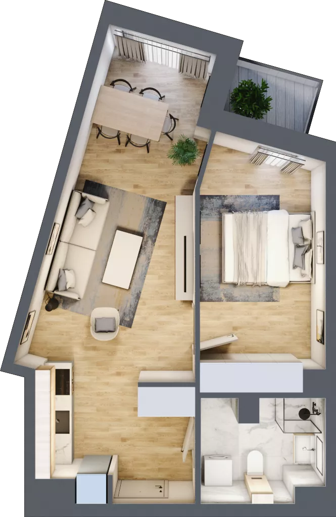 2 pokoje, mieszkanie 45,00 m², piętro 5, oferta nr A1.5.49, ATAL Grabiszyn, Wrocław, Gajowice, Fabryczna, ul. Grochowa