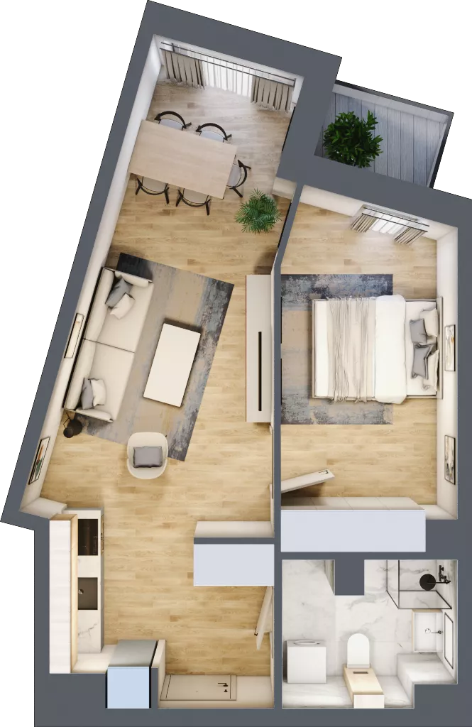 2 pokoje, mieszkanie 45,00 m², piętro 3, oferta nr A1.3.29, ATAL Grabiszyn, Wrocław, Gajowice, Fabryczna, ul. Grochowa