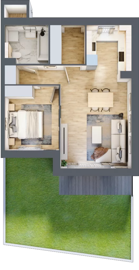 2 pokoje, mieszkanie 49,68 m², parter, oferta nr 14A.1, Przystań Sobieszewo, Gdańsk, Wyspa Sobieszewska, ul. Narcyzowa