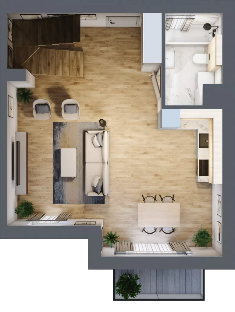 2 pokoje, mieszkanie 74,20 m², piętro 1, oferta nr 14E.2, Przystań Sobieszewo, Gdańsk, Wyspa Sobieszewska, ul. Narcyzowa