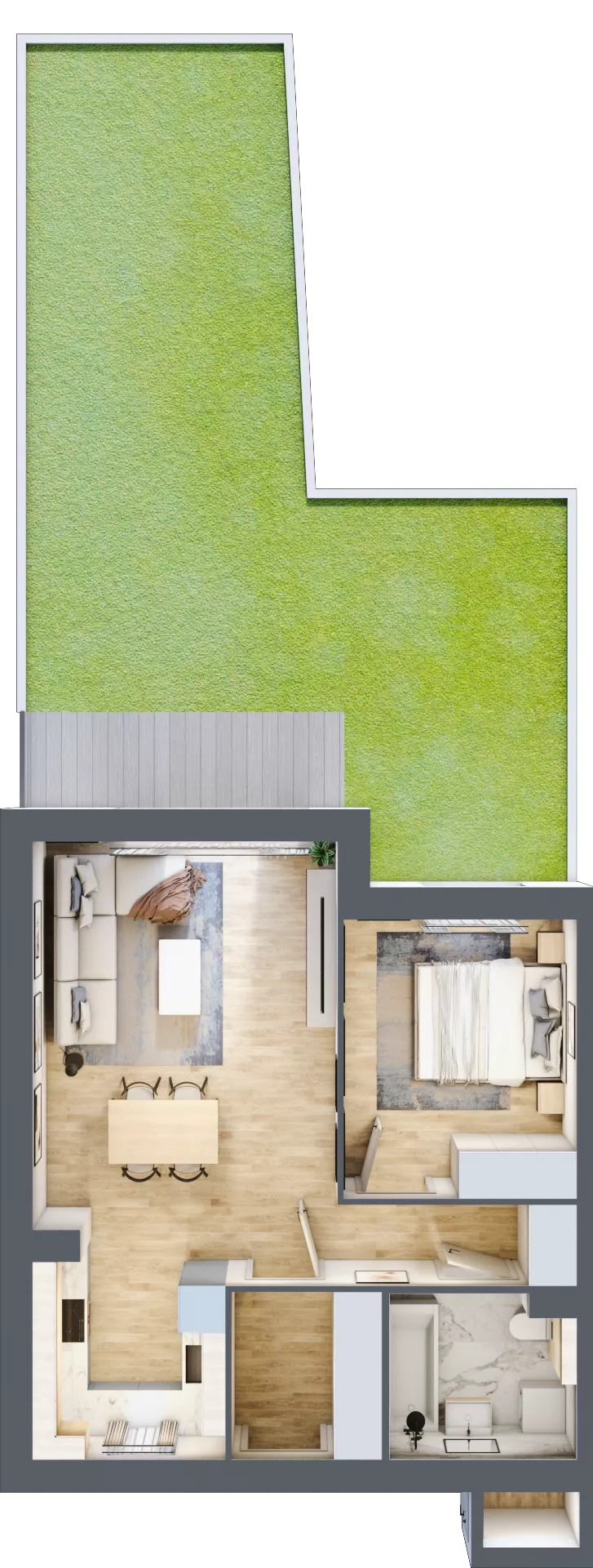 2 pokoje, mieszkanie 49,68 m², parter, oferta nr 16C.1, Przystań Sobieszewo, Gdańsk, Wyspa Sobieszewska, ul. Narcyzowa