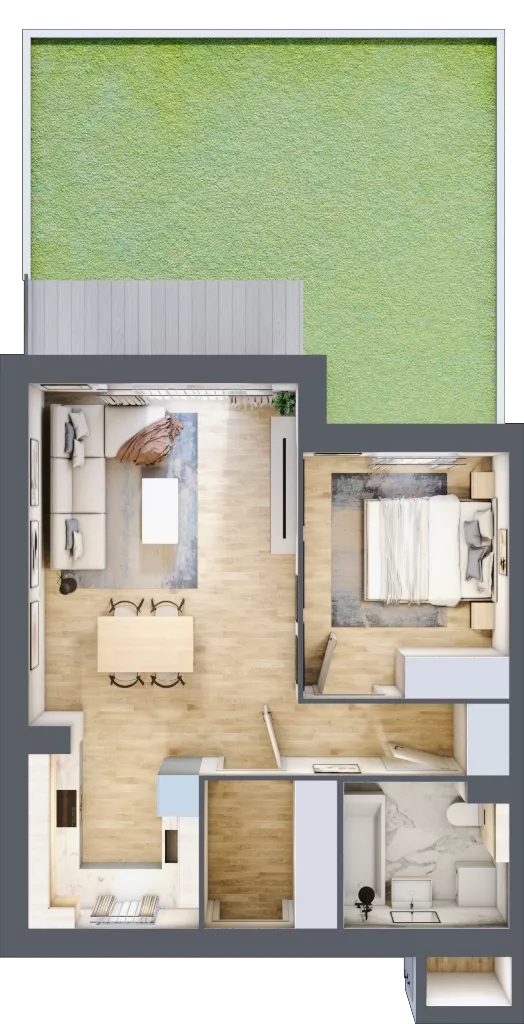 2 pokoje, mieszkanie 49,68 m², parter, oferta nr 16B.1, Przystań Sobieszewo, Gdańsk, Wyspa Sobieszewska, ul. Narcyzowa