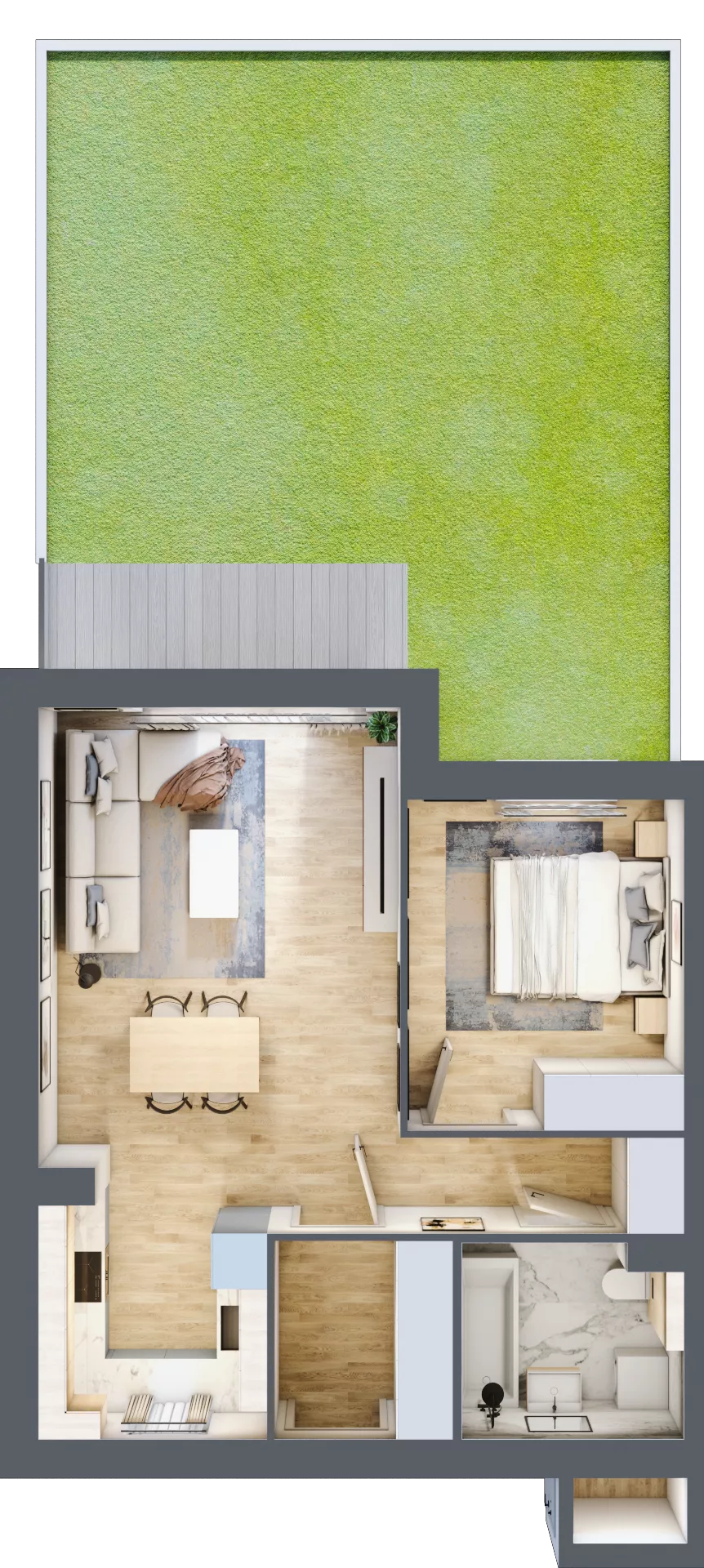 2 pokoje, mieszkanie 49,68 m², parter, oferta nr 16F.1, Przystań Sobieszewo, Gdańsk, Wyspa Sobieszewska, ul. Narcyzowa