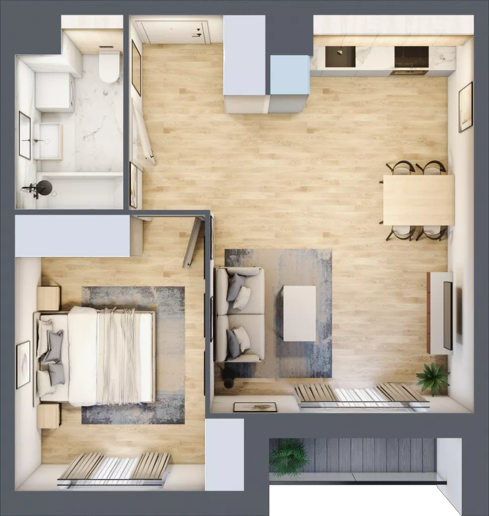 2 pokoje, mieszkanie 46,01 m², piętro 2, oferta nr A5.2.38, Zakole Wisły, Kraków, Podgórze, ul. Na Zakolu Wisły