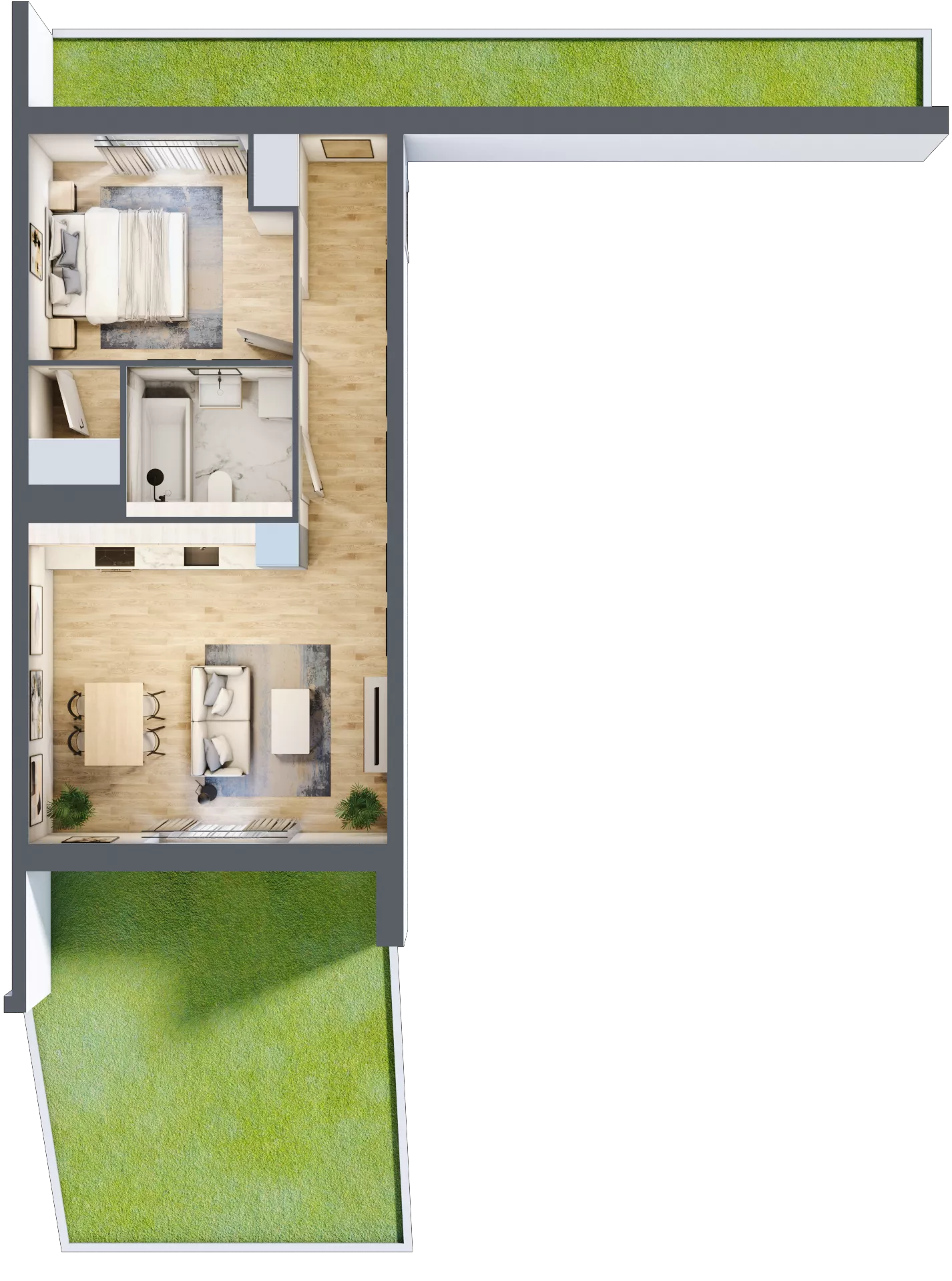 2 pokoje, mieszkanie 47,16 m², parter, oferta nr A3.0.57, Zakole Wisły, Kraków, Podgórze, ul. Na Zakolu Wisły