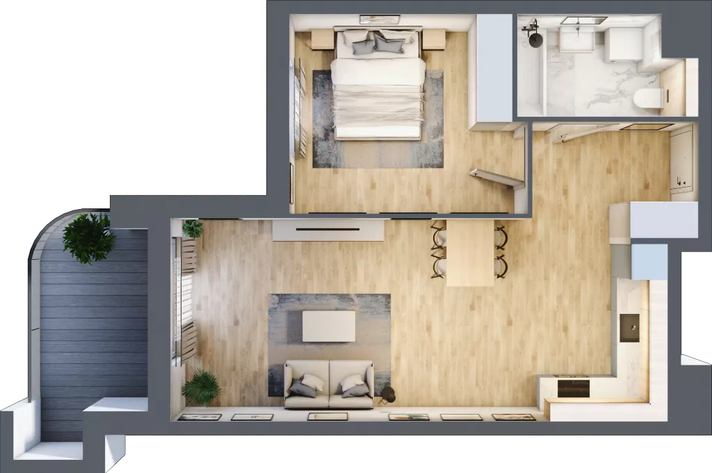 2 pokoje, mieszkanie 50,71 m², piętro 1, oferta nr A4.1.06, Zakole Wisły, Kraków, Podgórze, ul. Na Zakolu Wisły