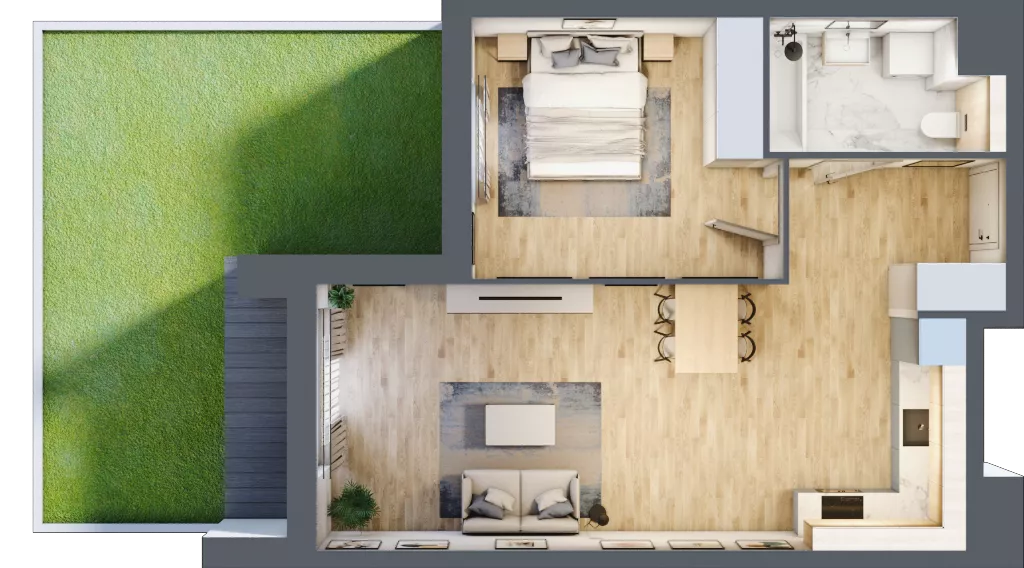 2 pokoje, mieszkanie 50,71 m², parter, oferta nr A4.0.02, Zakole Wisły, Kraków, Podgórze, ul. Na Zakolu Wisły