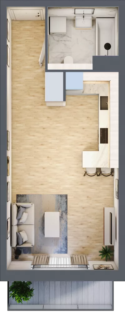 1 pokój, mieszkanie 34,62 m², piętro 1, oferta nr A3.1.60, Zakole Wisły, Kraków, Podgórze, ul. Na Zakolu Wisły
