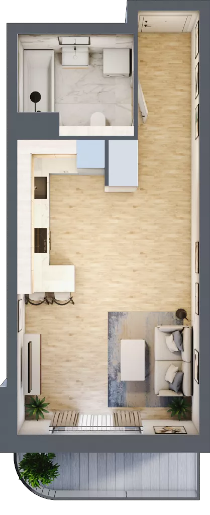 1 pokój, mieszkanie 33,64 m², piętro 2, oferta nr A3.2.66, Zakole Wisły, Kraków, Podgórze, ul. Na Zakolu Wisły