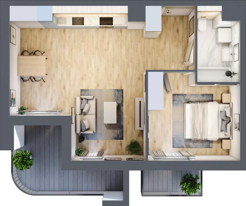 2 pokoje, mieszkanie 50,37 m², piętro 4, oferta nr A2.4.54, Zakole Wisły, Kraków, Podgórze, ul. Na Zakolu Wisły
