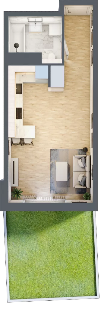 1 pokój, mieszkanie 33,32 m², parter, oferta nr A3.0.56, Zakole Wisły, Kraków, Podgórze, ul. Na Zakolu Wisły