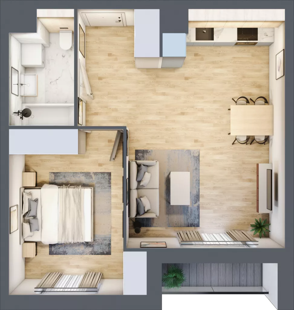 2 pokoje, mieszkanie 46,01 m², piętro 1, oferta nr A5.1.31, Zakole Wisły, Kraków, Podgórze, ul. Na Zakolu Wisły