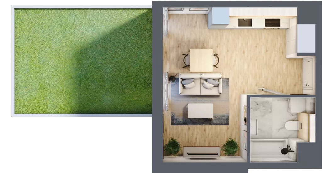 1 pokój, mieszkanie 28,57 m², parter, oferta nr A5.0.21, Zakole Wisły, Kraków, Podgórze, ul. Na Zakolu Wisły