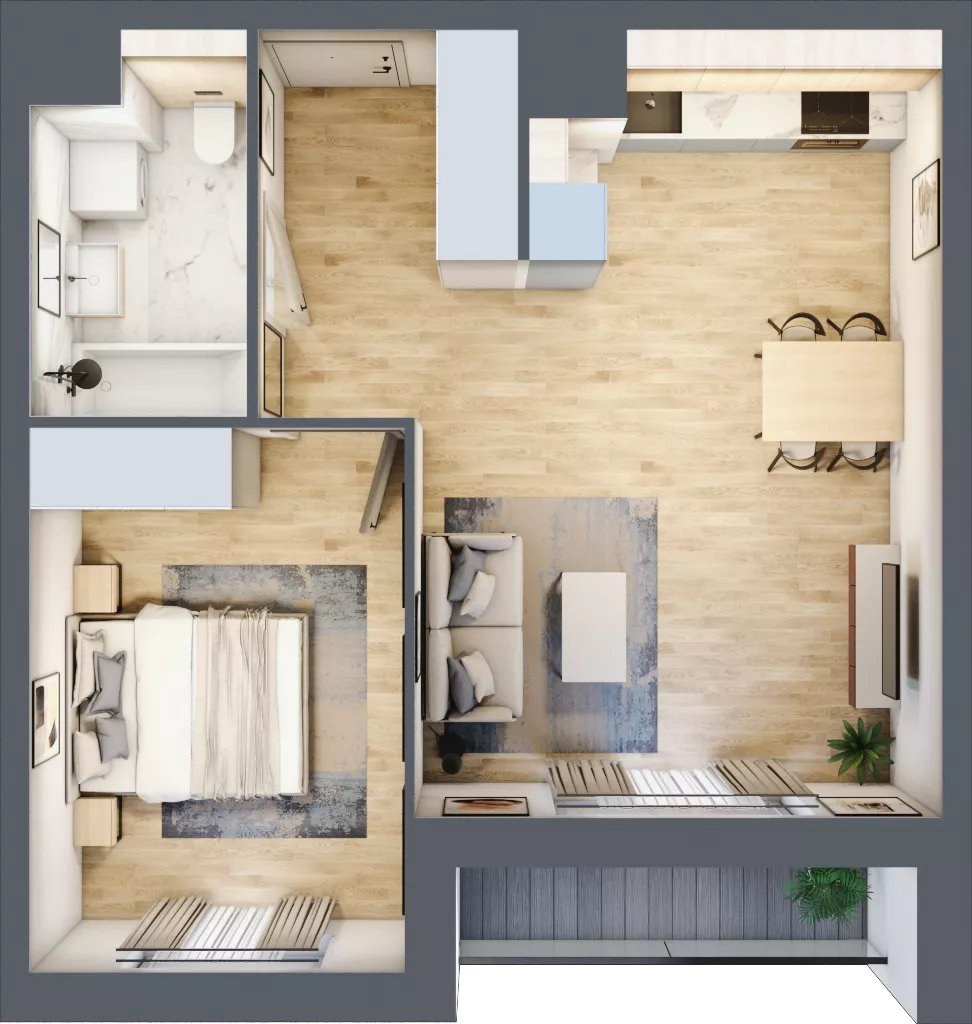 2 pokoje, mieszkanie 45,17 m², piętro 2, oferta nr A5.2.39, Zakole Wisły, Kraków, Podgórze, ul. Na Zakolu Wisły