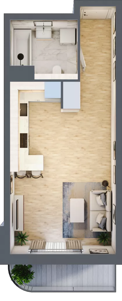 1 pokój, mieszkanie 33,64 m², piętro 3, oferta nr A3.3.71, Zakole Wisły, Kraków, Podgórze, ul. Na Zakolu Wisły