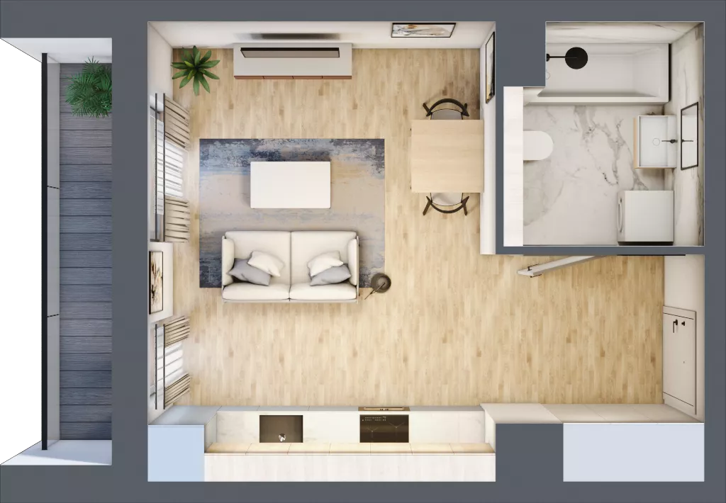 1 pokój, mieszkanie 28,30 m², piętro 2, oferta nr A1.2.18, Zakole Wisły, Kraków, Podgórze, ul. Na Zakolu Wisły