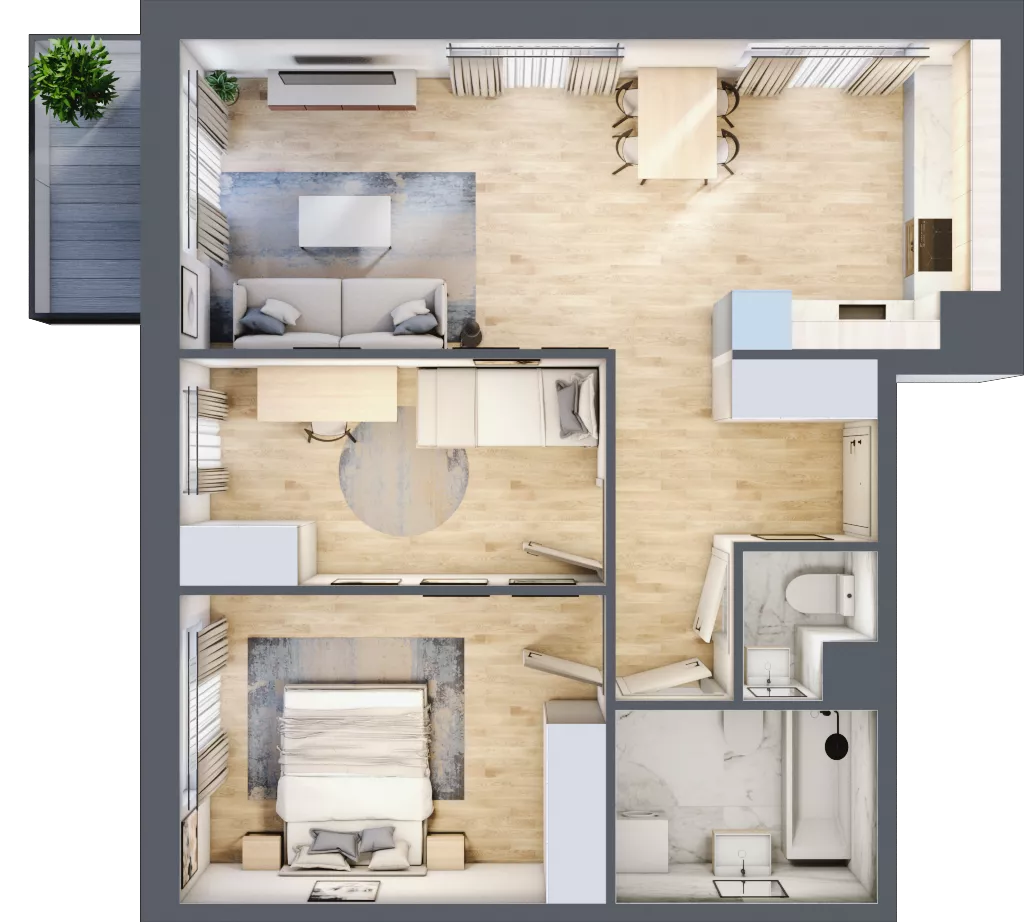 3 pokoje, mieszkanie 62,06 m², piętro 2, oferta nr III-B1.M36, Strefa Cegielnia 3, Kraków, Wzgórza Krzesławickie, Zesławice, ul. Gustawa Morcinka