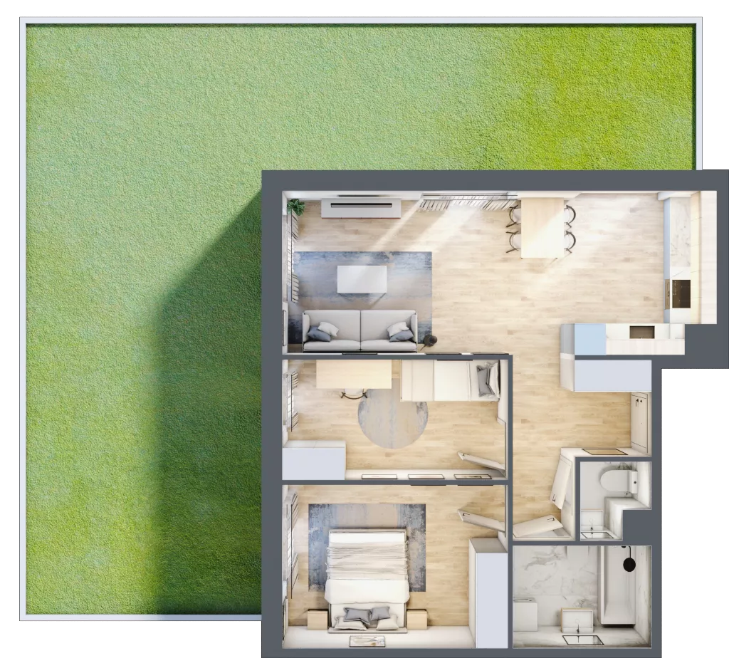 3 pokoje, mieszkanie 62,06 m², parter, oferta nr III-B1.M28, Strefa Cegielnia 3, Kraków, Wzgórza Krzesławickie, Zesławice, ul. Gustawa Morcinka