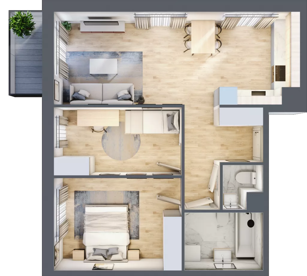 3 pokoje, mieszkanie 62,06 m², piętro 1, oferta nr III-B1.M32, Strefa Cegielnia 3, Kraków, Wzgórza Krzesławickie, Zesławice, ul. Gustawa Morcinka