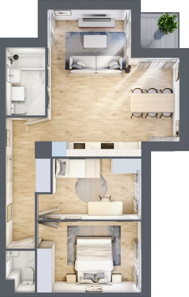 3 pokoje, mieszkanie 64,92 m², piętro 4, oferta nr III-B1.M22, Strefa Cegielnia 3, Kraków, Wzgórza Krzesławickie, Zesławice, ul. Gustawa Morcinka