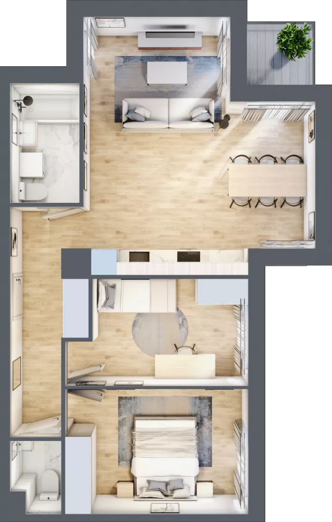 3 pokoje, mieszkanie 64,92 m², piętro 3, oferta nr III-B1.M17, Strefa Cegielnia 3, Kraków, Wzgórza Krzesławickie, Zesławice, ul. Gustawa Morcinka