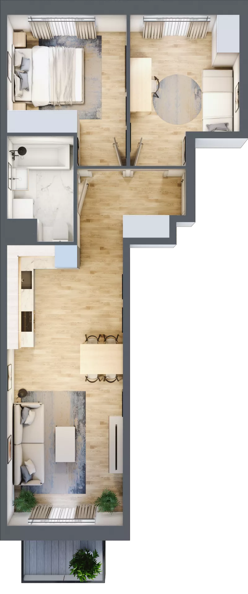 3 pokoje, mieszkanie 55,03 m², piętro 4, oferta nr III-B2.M19, Strefa Cegielnia 3, Kraków, Wzgórza Krzesławickie, Zesławice, ul. Gustawa Morcinka