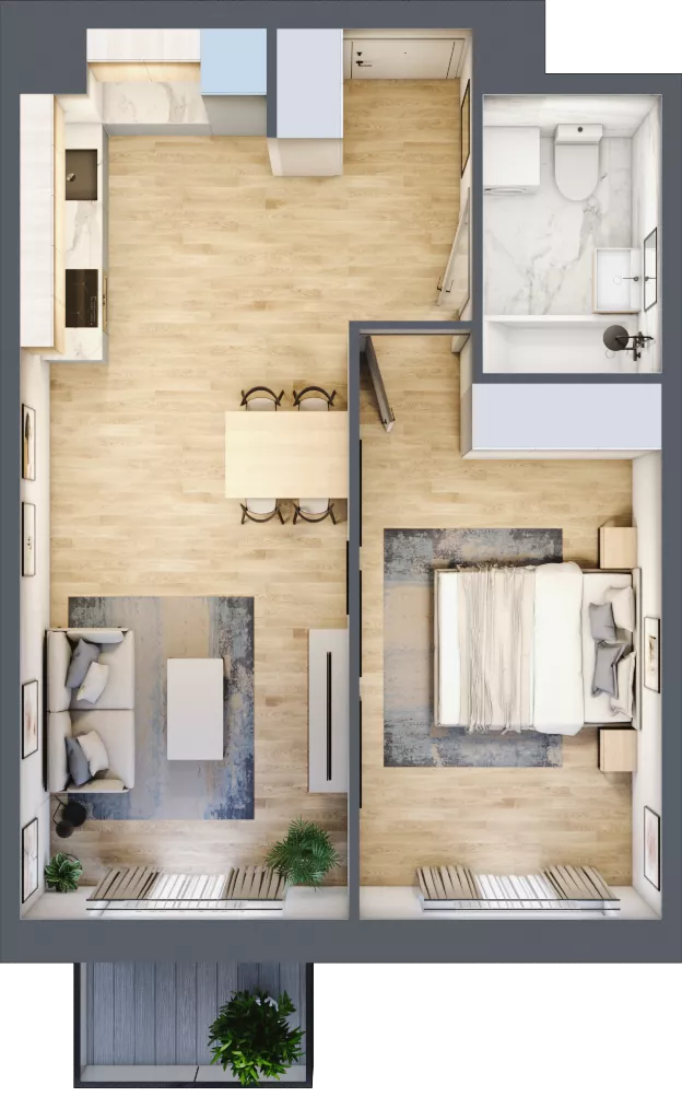 2 pokoje, mieszkanie 45,07 m², piętro 4, oferta nr III-B2.M37, Strefa Cegielnia 3, Kraków, Wzgórza Krzesławickie, Zesławice, ul. Gustawa Morcinka