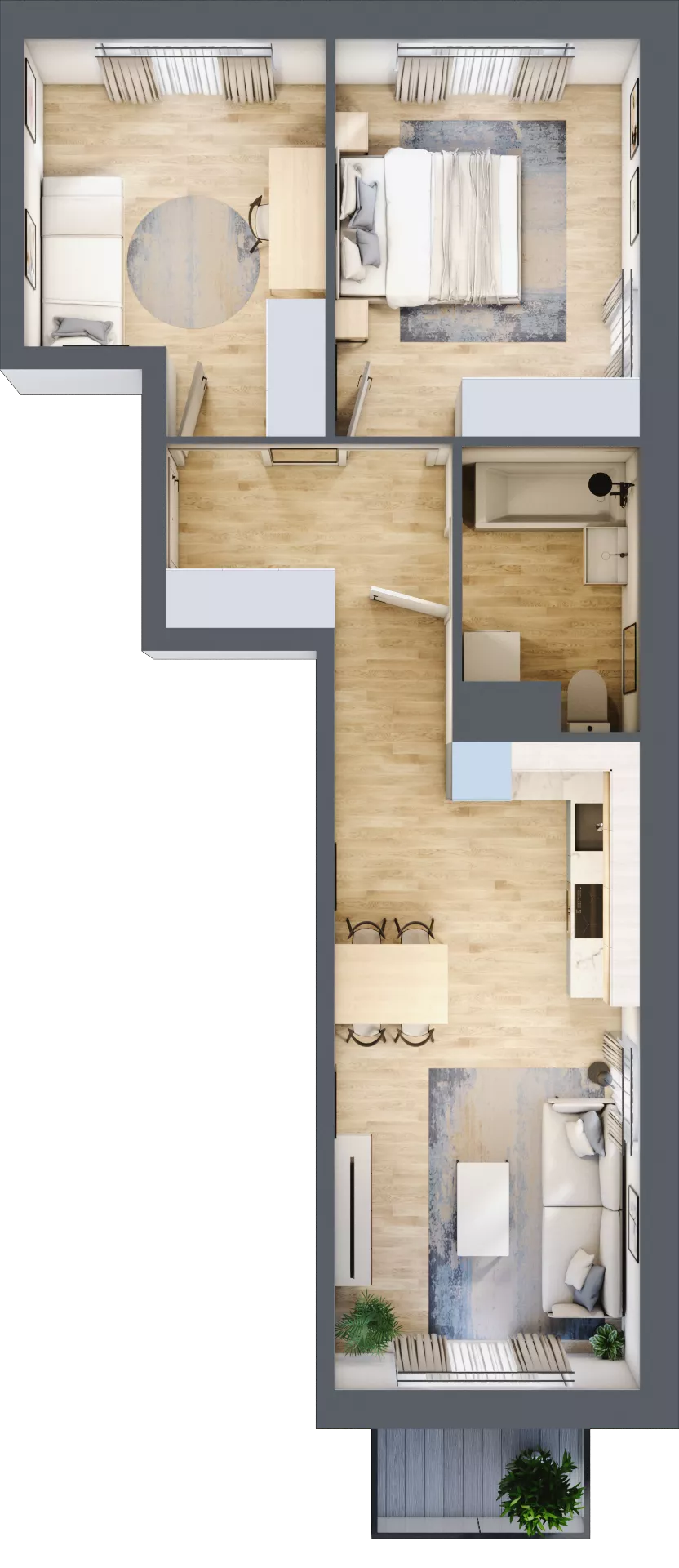 3 pokoje, mieszkanie 55,46 m², piętro 2, oferta nr III-B2.M8, Strefa Cegielnia 3, Kraków, Wzgórza Krzesławickie, Zesławice, ul. Gustawa Morcinka