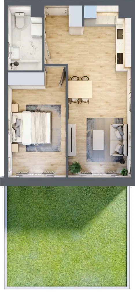 2 pokoje, mieszkanie 45,77 m², parter, oferta nr III-B2.M3, Strefa Cegielnia 3, Kraków, Wzgórza Krzesławickie, Zesławice, ul. Gustawa Morcinka