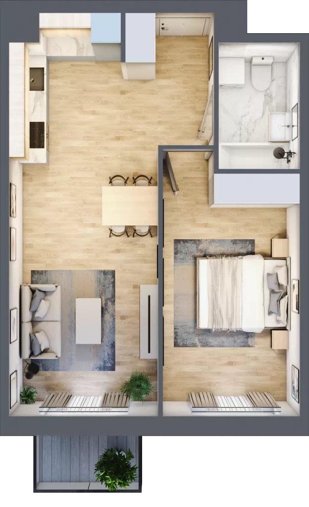 2 pokoje, mieszkanie 45,07 m², piętro 3, oferta nr III-B2.M33, Strefa Cegielnia 3, Kraków, Wzgórza Krzesławickie, Zesławice, ul. Gustawa Morcinka