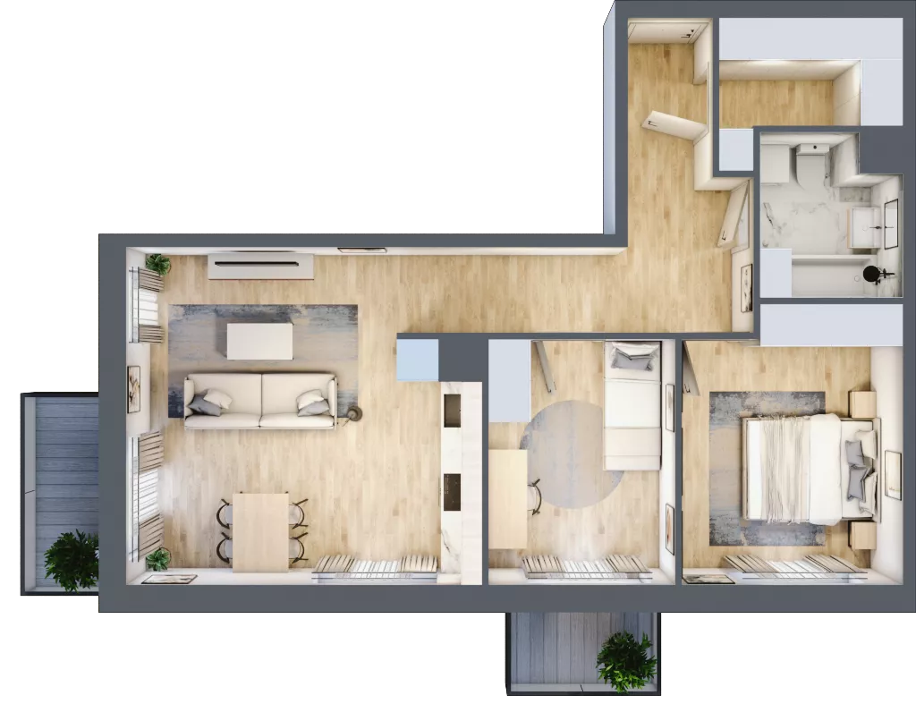 3 pokoje, mieszkanie 64,16 m², piętro 3, oferta nr III-B2.M34, Strefa Cegielnia 3, Kraków, Wzgórza Krzesławickie, Zesławice, ul. Gustawa Morcinka