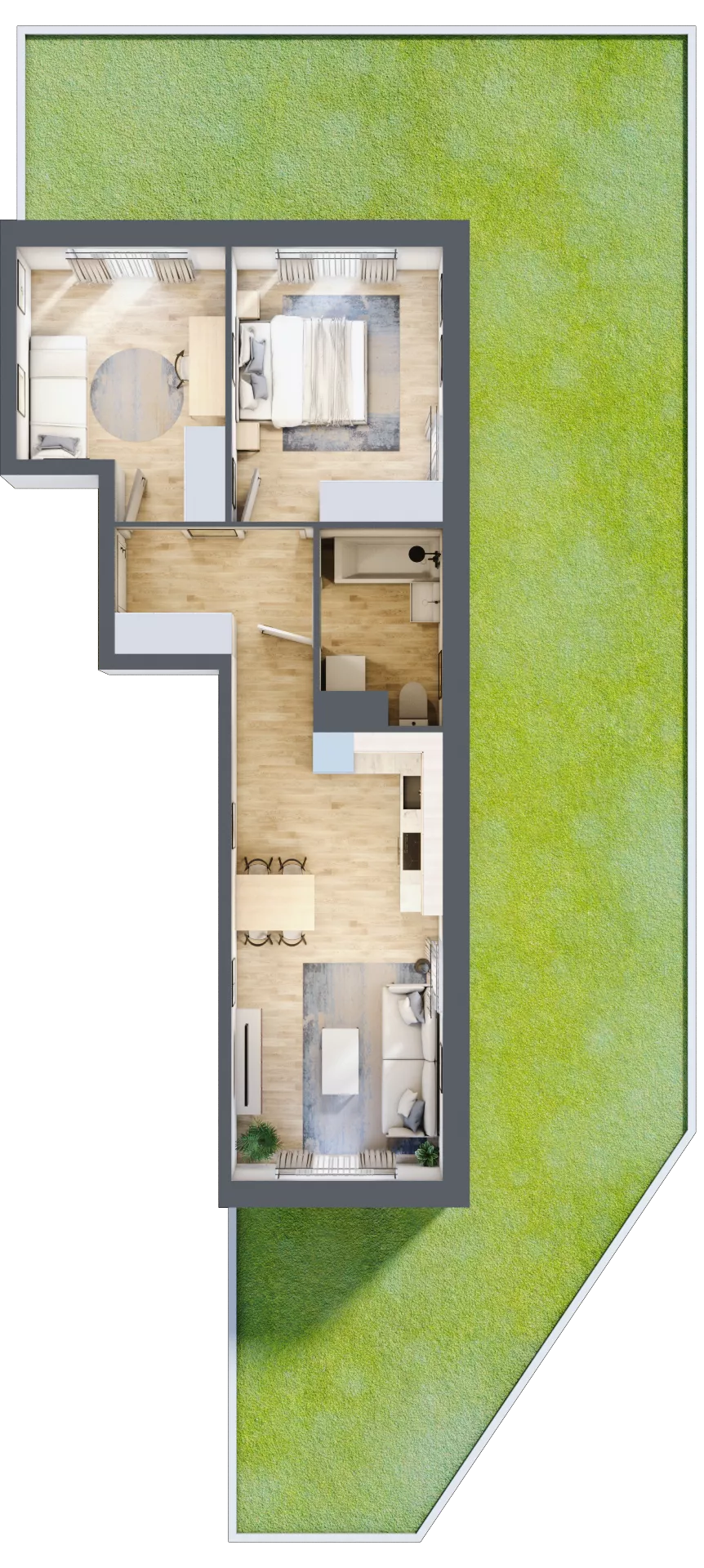 3 pokoje, mieszkanie 55,46 m², parter, oferta nr III-B2.M1, Strefa Cegielnia 3, Kraków, Wzgórza Krzesławickie, Zesławice, ul. Gustawa Morcinka