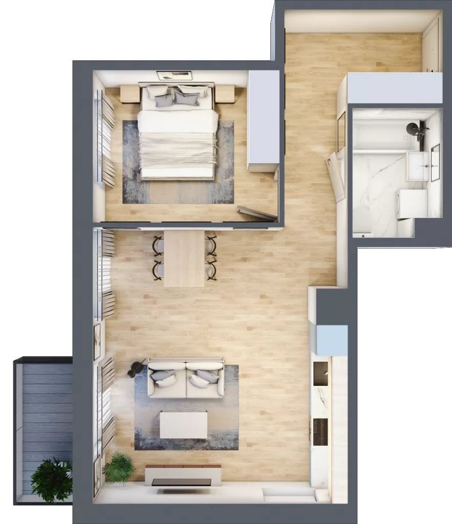 2 pokoje, mieszkanie 50,05 m², piętro 4, oferta nr III-B3.M51, Strefa Cegielnia 3, Kraków, Wzgórza Krzesławickie, Zesławice, ul. Gustawa Morcinka