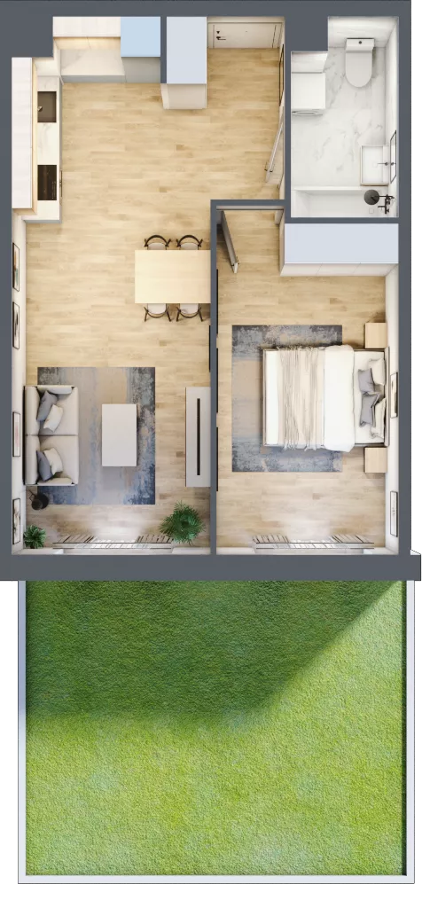 2 pokoje, mieszkanie 45,77 m², parter, oferta nr III-B3.M21, Strefa Cegielnia 3, Kraków, Wzgórza Krzesławickie, Zesławice, ul. Gustawa Morcinka