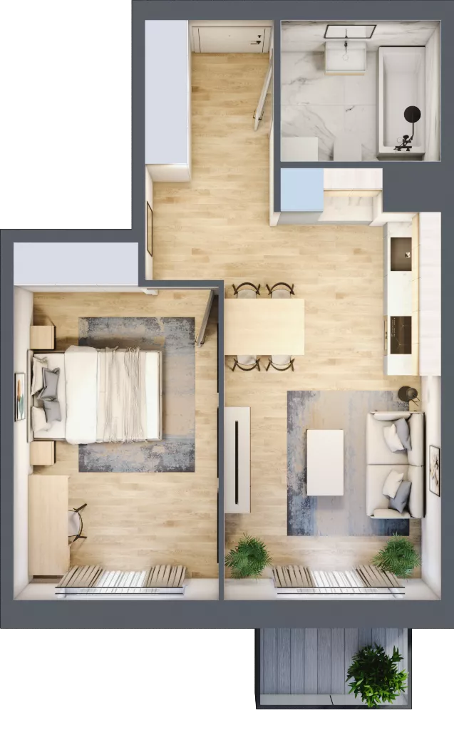 2 pokoje, mieszkanie 41,43 m², piętro 4, oferta nr III-B3.M50, Strefa Cegielnia 3, Kraków, Wzgórza Krzesławickie, Zesławice, ul. Gustawa Morcinka