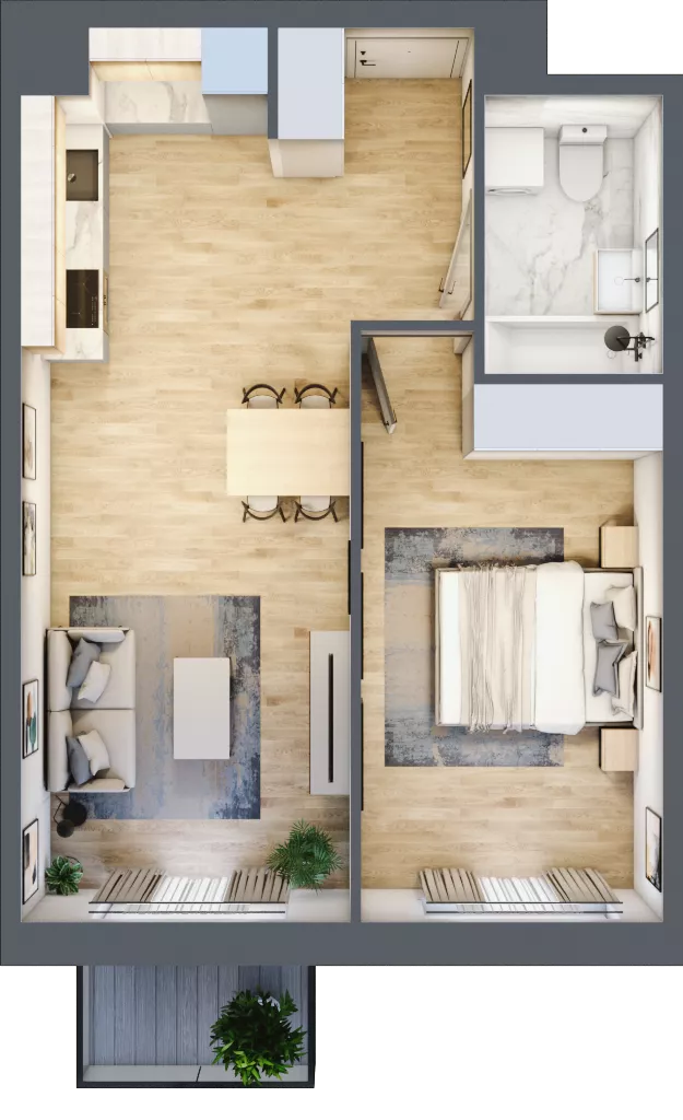 2 pokoje, mieszkanie 45,07 m², piętro 1, oferta nr III-B3.M28, Strefa Cegielnia 3, Kraków, Wzgórza Krzesławickie, Zesławice, ul. Gustawa Morcinka