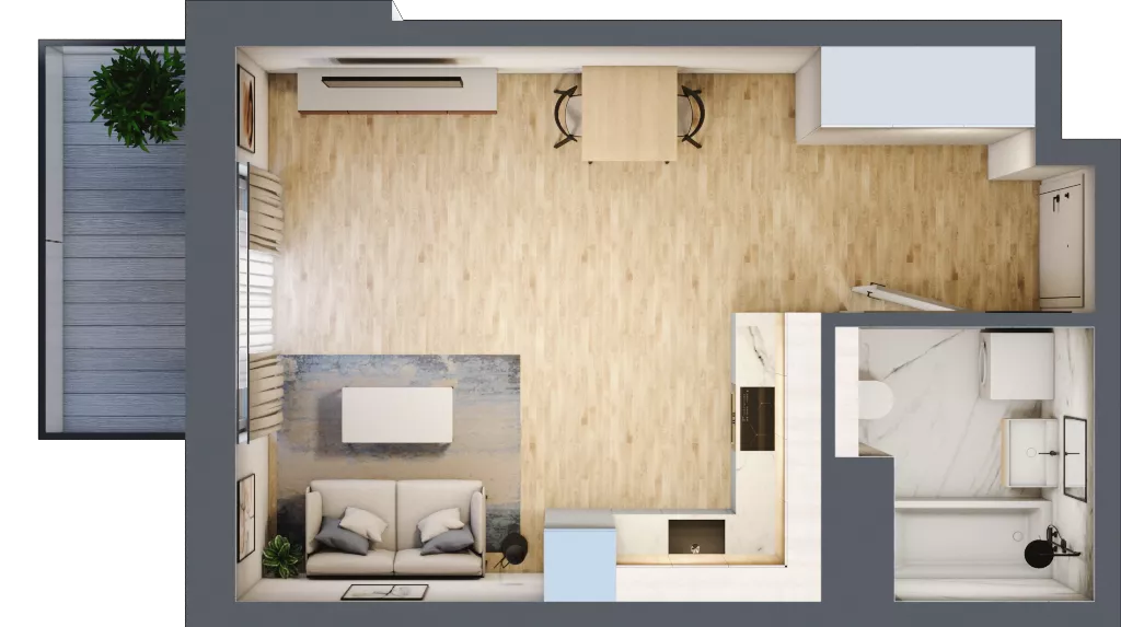 1 pokój, mieszkanie 31,29 m², piętro 3, oferta nr 1B.20, Skwer Harmonia 2, Kraków, Podgórze, Rybitwy, ul. Półłanki